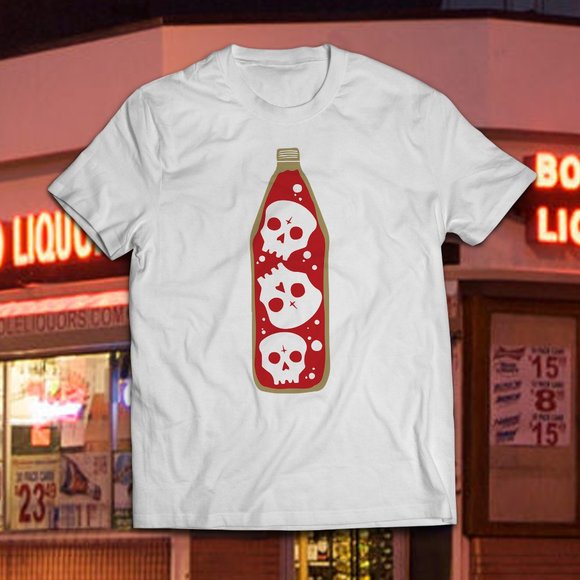 Goth Inspired 40oz Blood Death Skull Tee - Picture 1 of 2